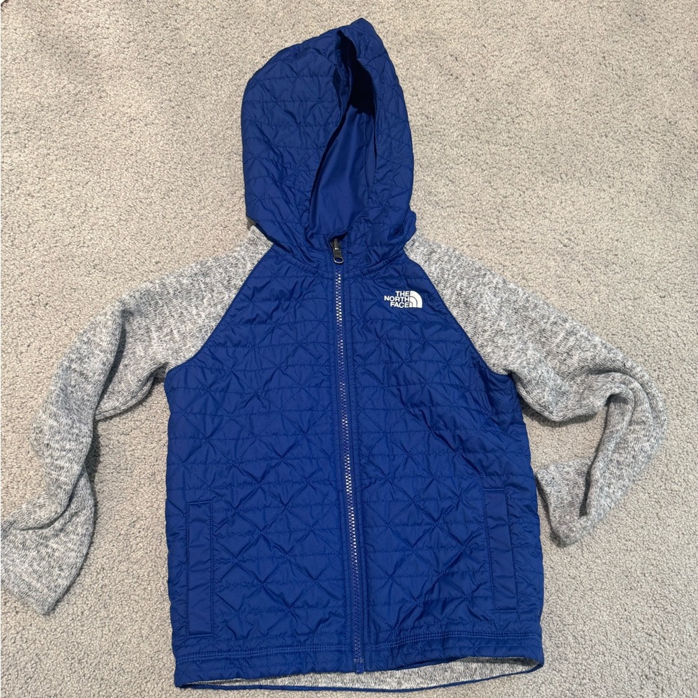 The North Face water repellent quilted sweater fleece jacket blue gray size 6